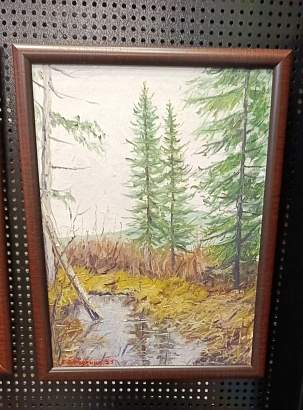 Картина "Этюд в лесу" 30х40